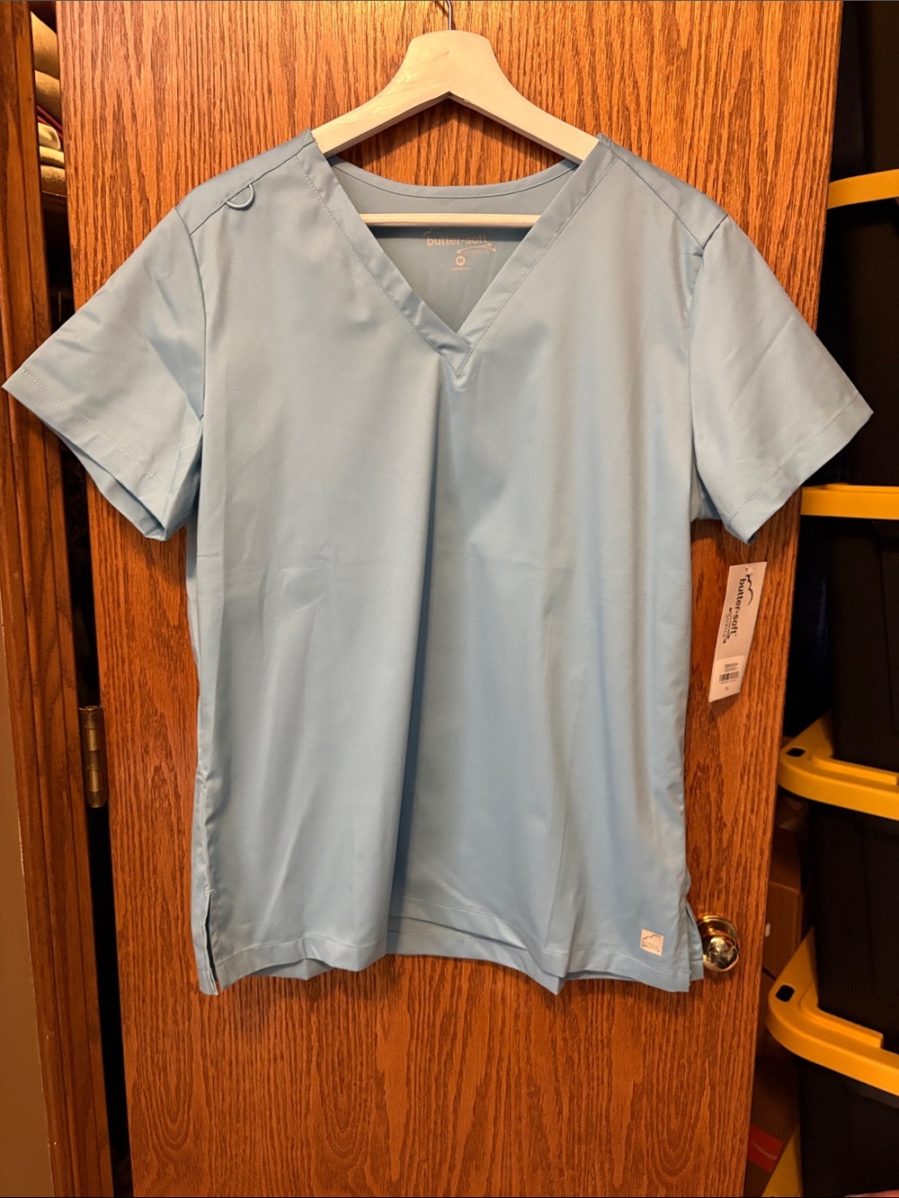 Butter Soft Stretch Light Blue Medical Scrub Top
